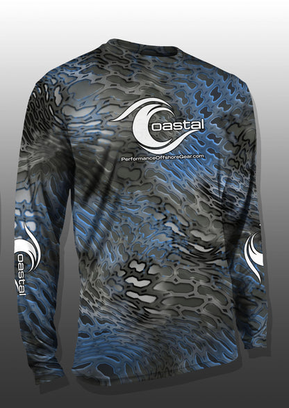 Coastal Blue Camo Performance Long Sleeve T-shirt