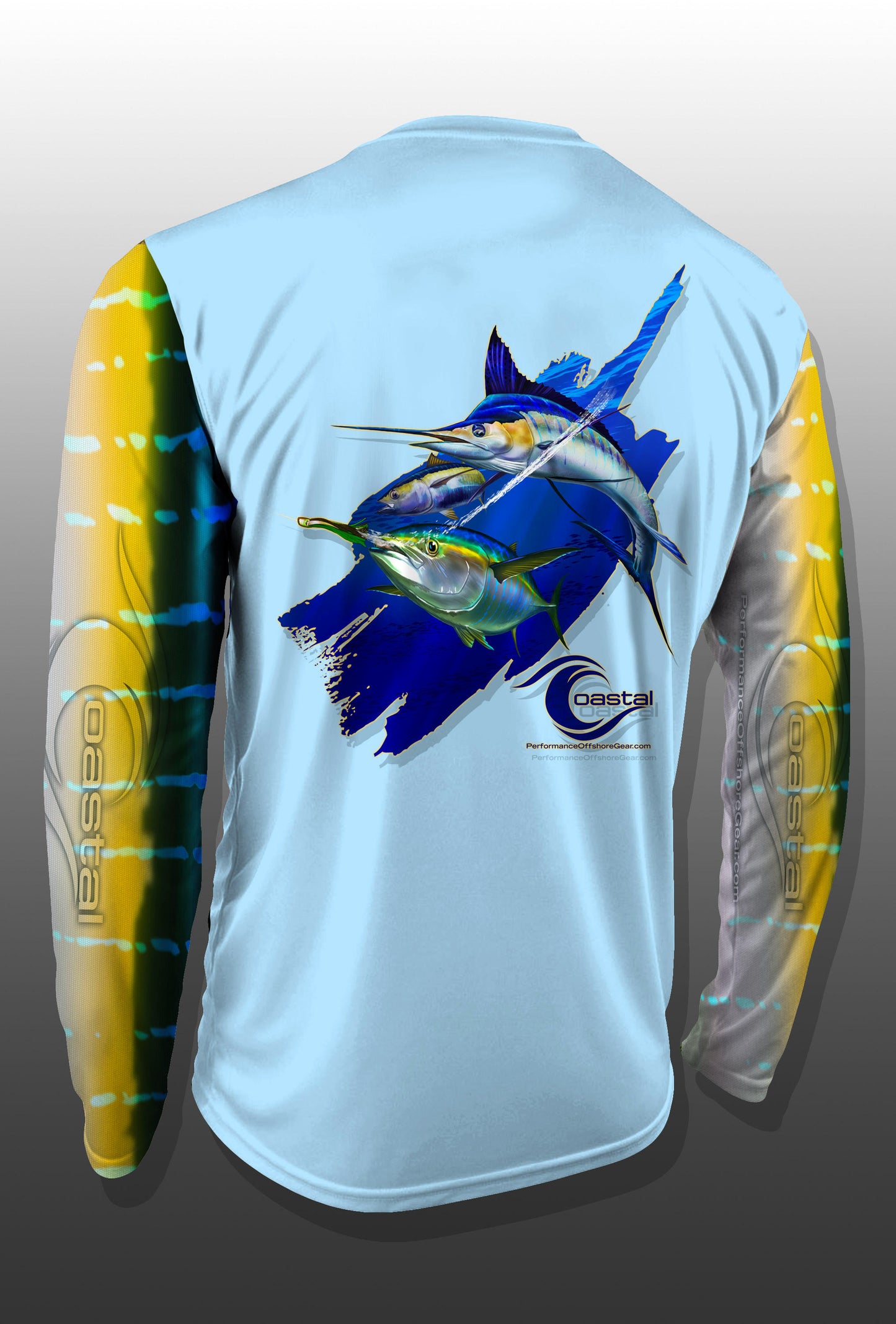 Coastal Light Blue Tuna Marlin Performance Long Sleeve T-shirt