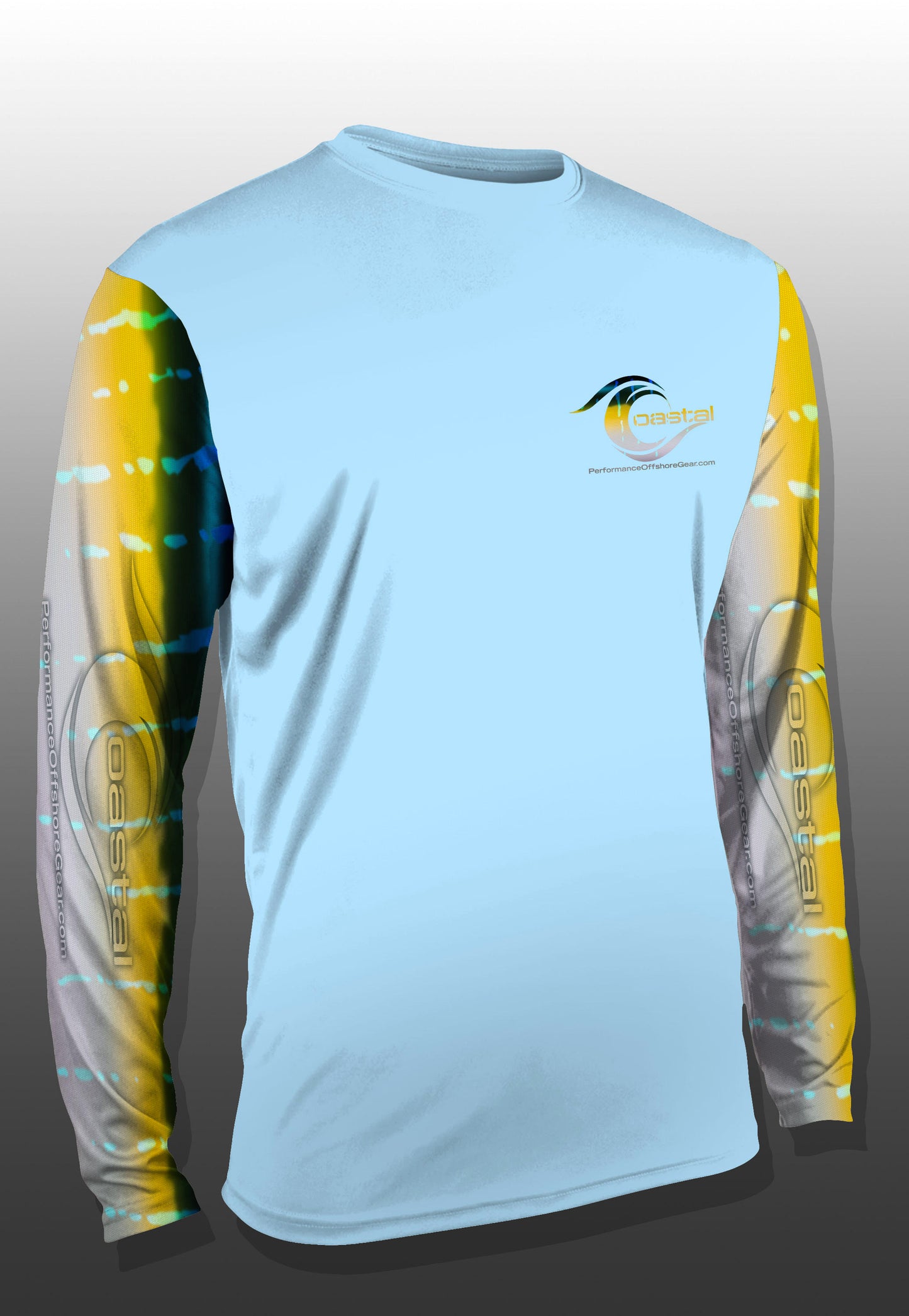 Coastal Light Blue Tuna Marlin Performance Long Sleeve T-shirt