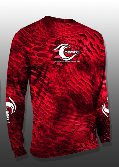 Coastal Red Camo Performance Long Sleeve T-shirt